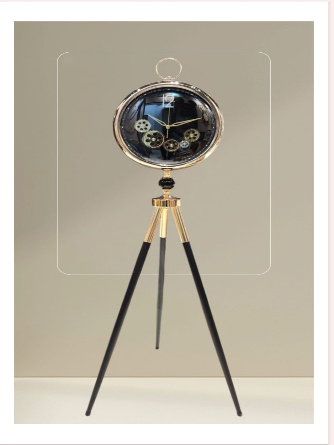 Tripod clocks Modern Industrial Exposed Gear Tripod Floor Clock