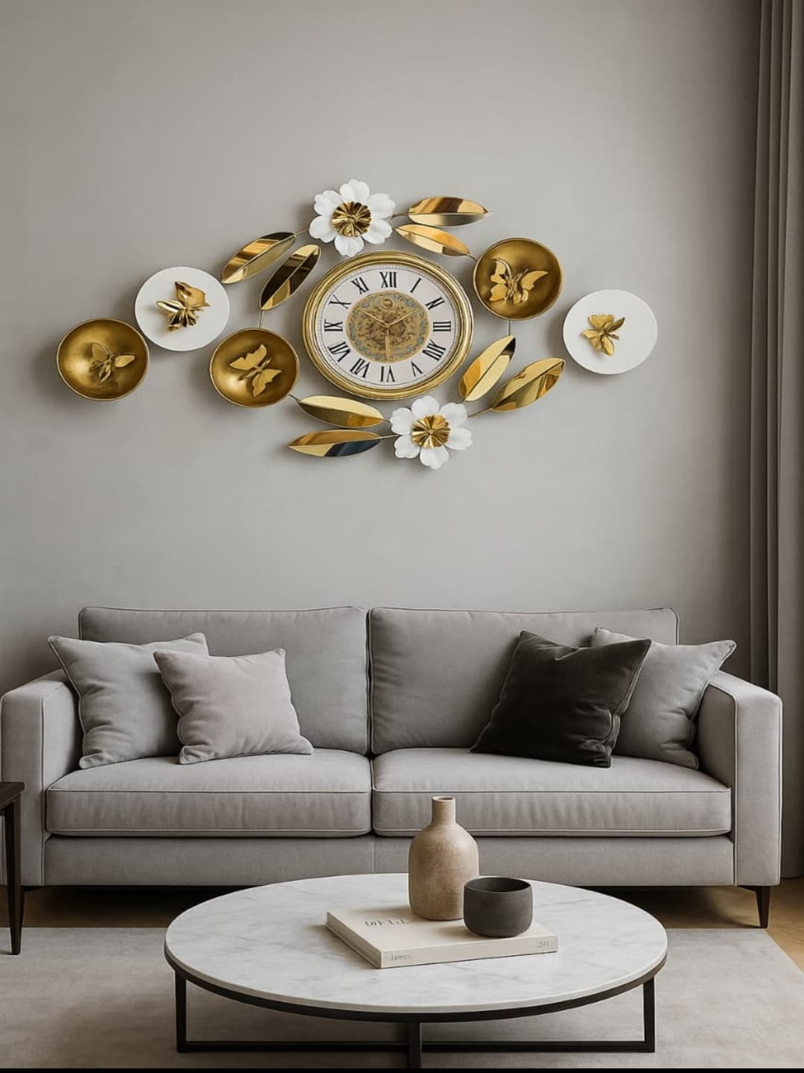 Metal Wall Clocks Luxury Geometric & Butterfly Accents Wall Clock