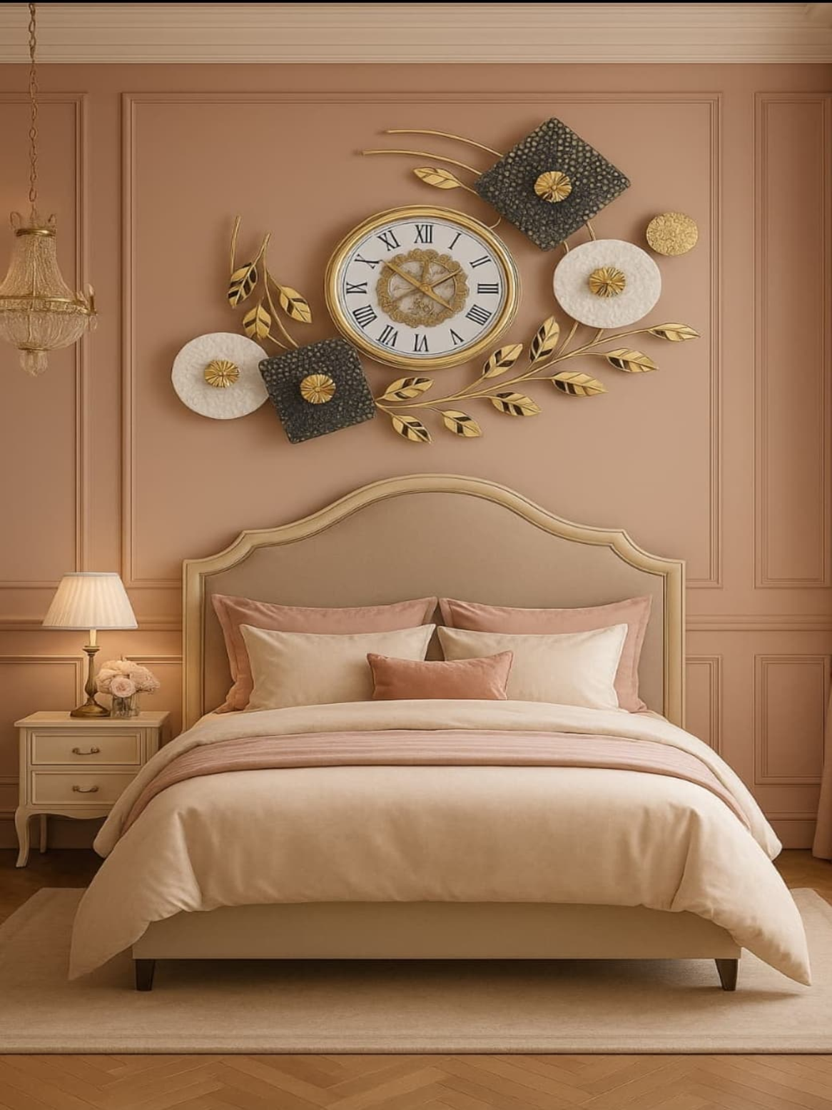 Metal wall clocks Art Deco Majesty: Geometric & Botanical Metal Wall Clock