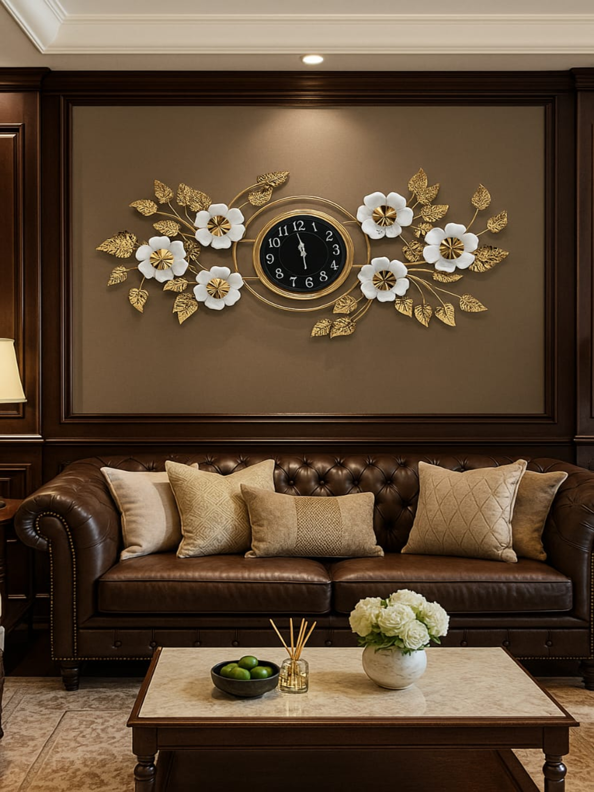 Metal Wall Clocks Victorian Elegance: Ornate Gold Leaf and Blossom Wall Clock