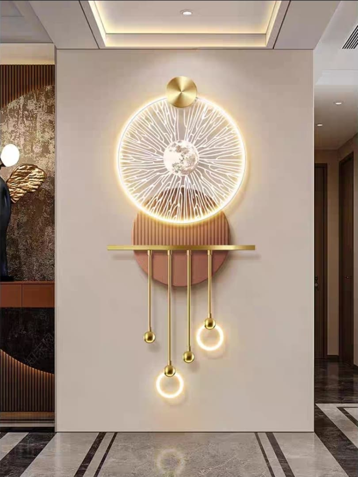 LED Crystal Paintings Celestial Radiance: Modern LED Crystal Wall Art with Moon & Abstract Glow