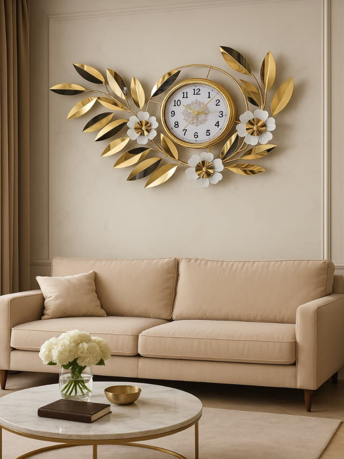 Metal Wall Clocks Luxe Floral Crown Decorative Metal Wall Clock