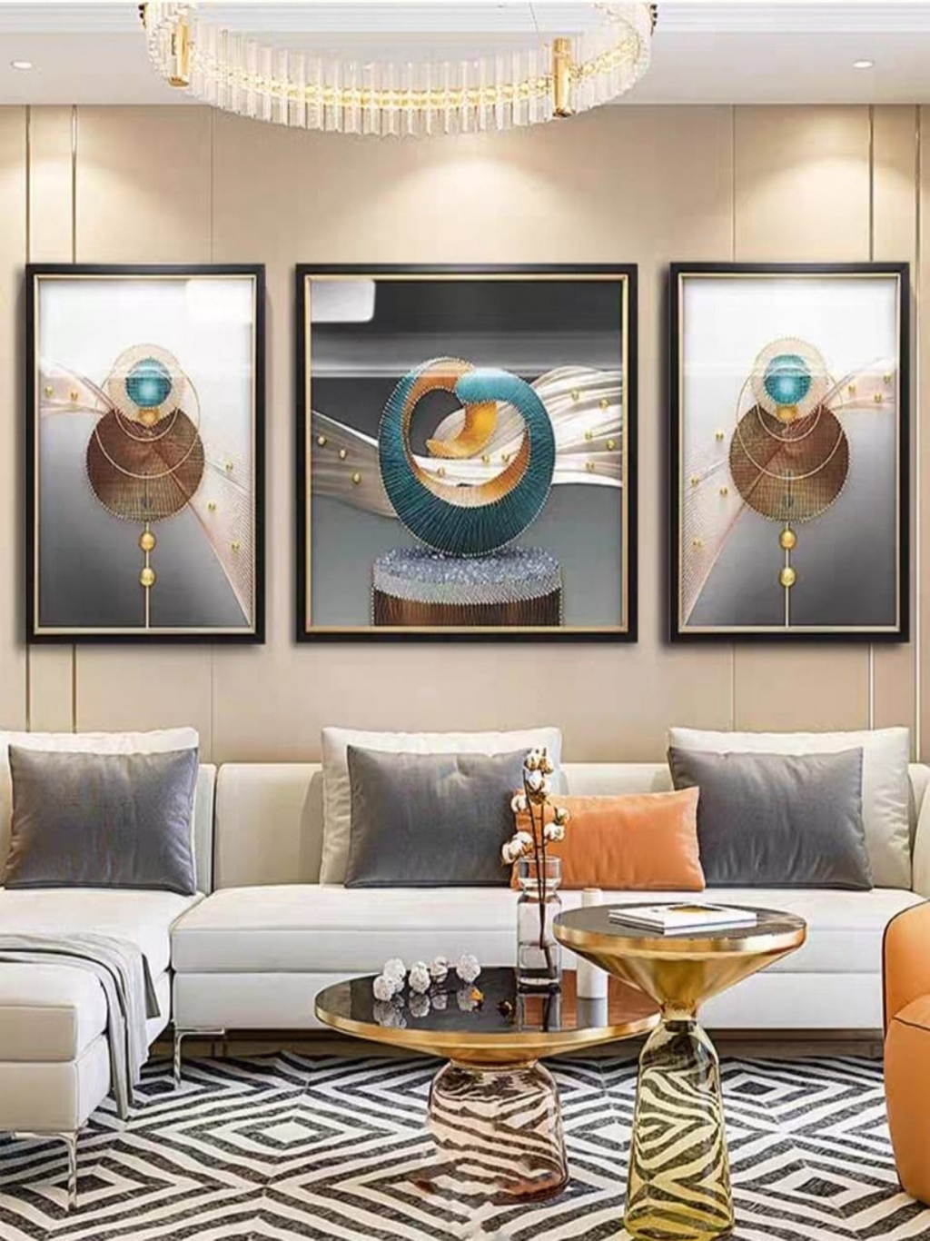 Shadow Box Paintings Modern Abstract Cosmic Harmony 3D Shadow Box Wall Art Set