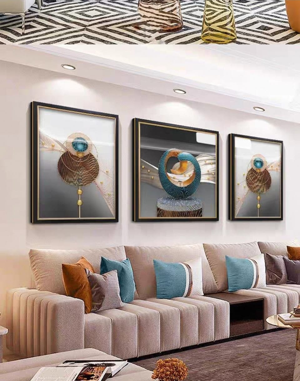 Shadow Box Paintings Modern Abstract Cosmic Harmony 3D Shadow Box Wall Art Set