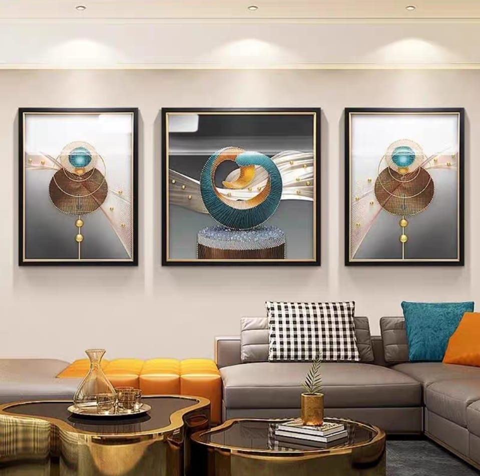 Shadow Box Paintings Modern Abstract Cosmic Harmony 3D Shadow Box Wall Art Set