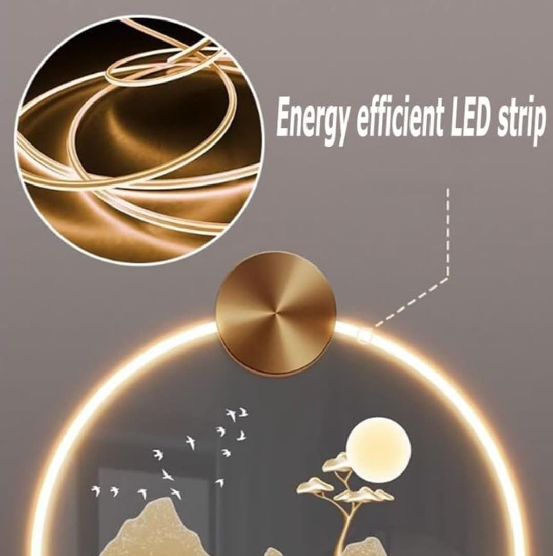 led crystal painting Enchanted Mountain Vista: LED Crystal Wall Art with Waterfall & Deer (3D Relief)