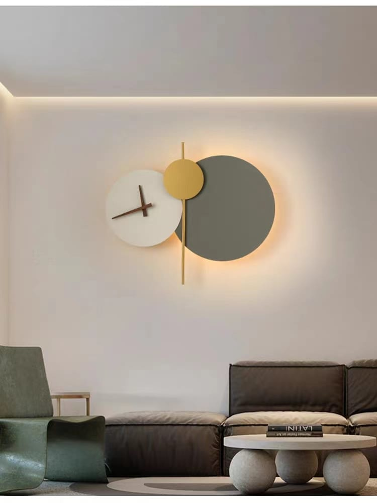 LED Metal Art Lunar Eclipse Modern LED Wall Clock Abstract Metal Art with Ambient Lighting