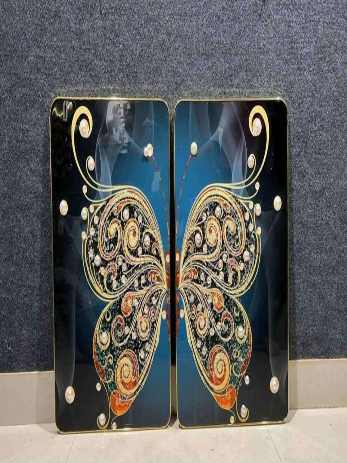 Crystal Paintings Ethereal Duet Jeweled Butterfly Wing Canvas Art (Set of 2)