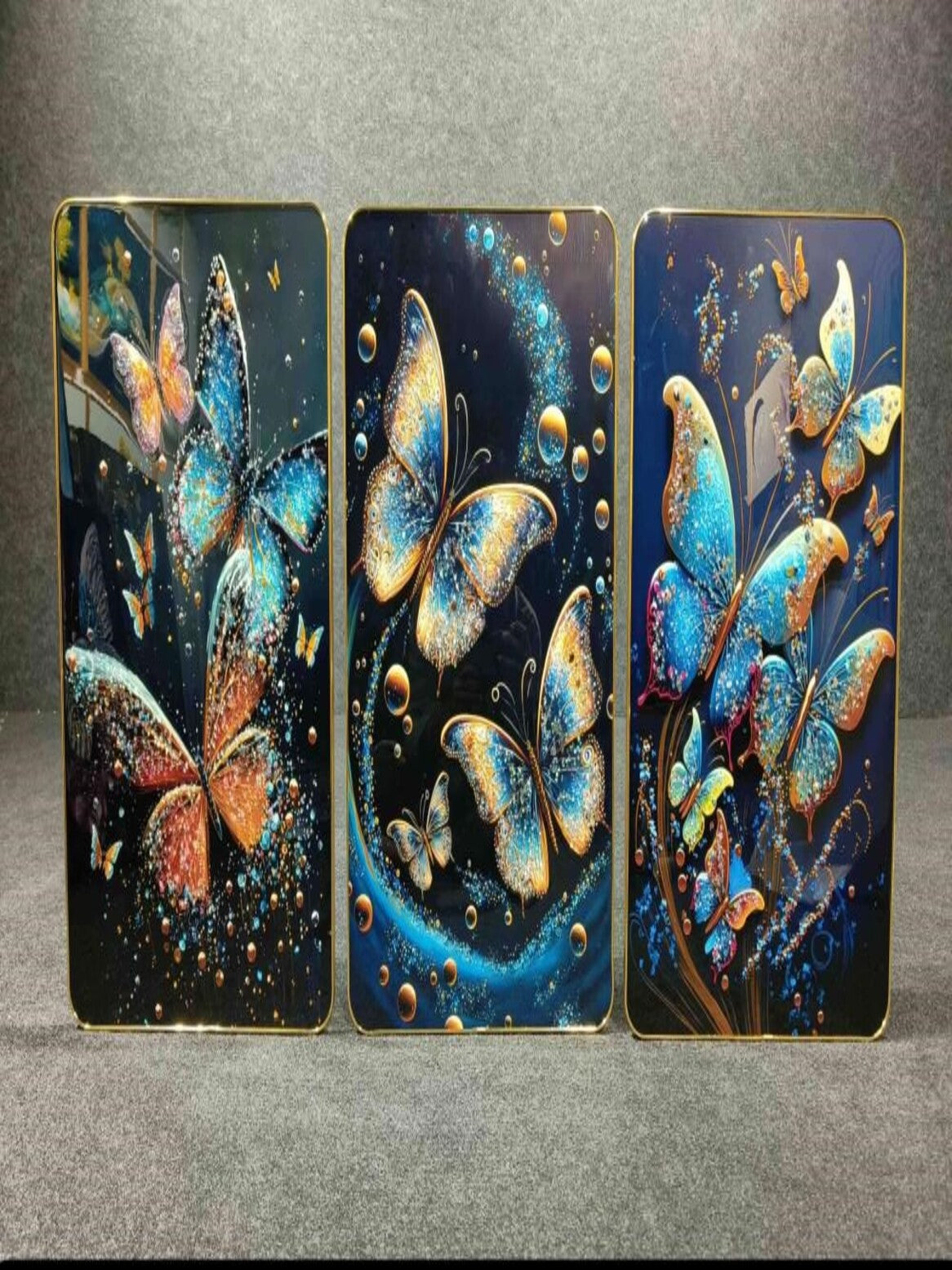Crystal Paintings Celestial Butterfly Flight Wall Art (Set of 3)