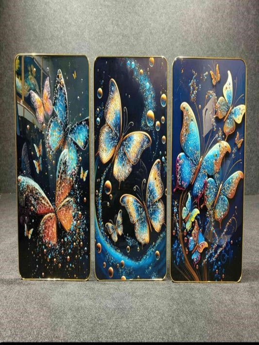 Crystal Paintings Celestial Butterfly Flight Wall Art (Set of 3)