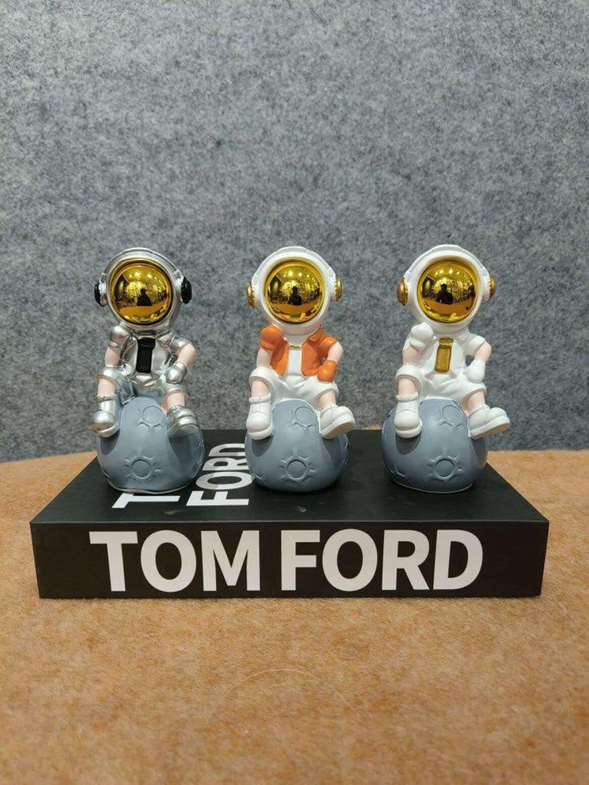 Artifacts Relaxed Astronaut on Moon Orb Figurine Set - Charming Space Desk Decor