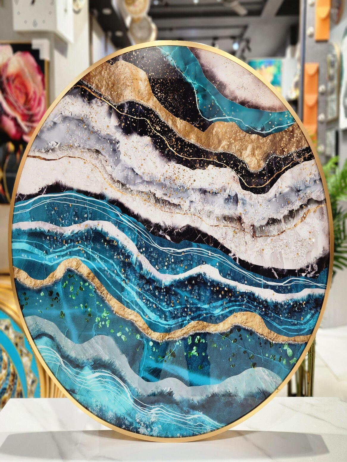 Crystal Paintings Azure Currents Crystal Arts