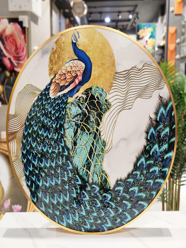 Crystal Paintings Gilded Majesty: Crystal Peacock Wall Arts