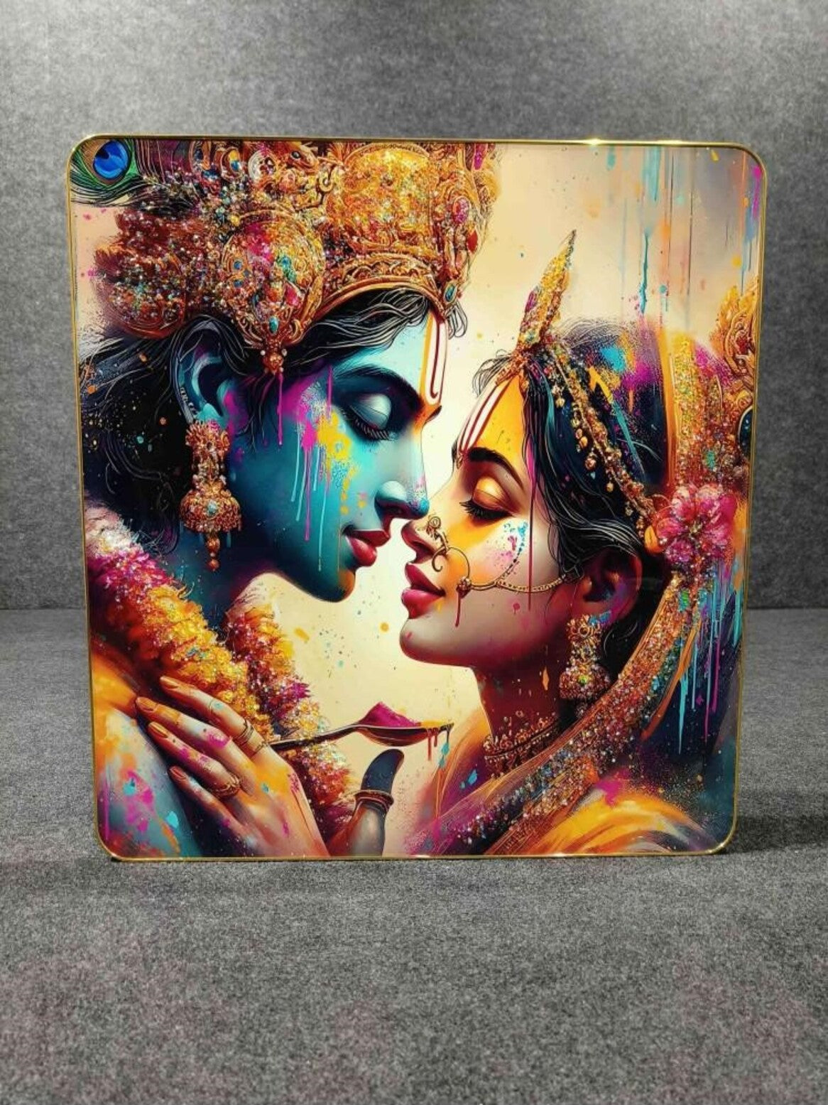 Crystal Paintings Divine Embrace Radha Krishna's Eternal Love
