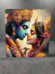 Crystal Paintings Divine Embrace Radha Krishna's Eternal Love