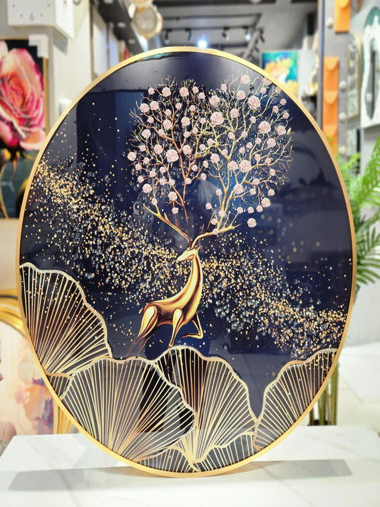 Crystal Paintings Gilded Antler Blossom Crystal Wall Decors