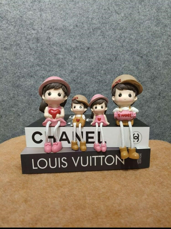 Artifacts Sweet Family Love Figurines on Luxury Book Stack Decor | Adorable Shelf Sitter Set