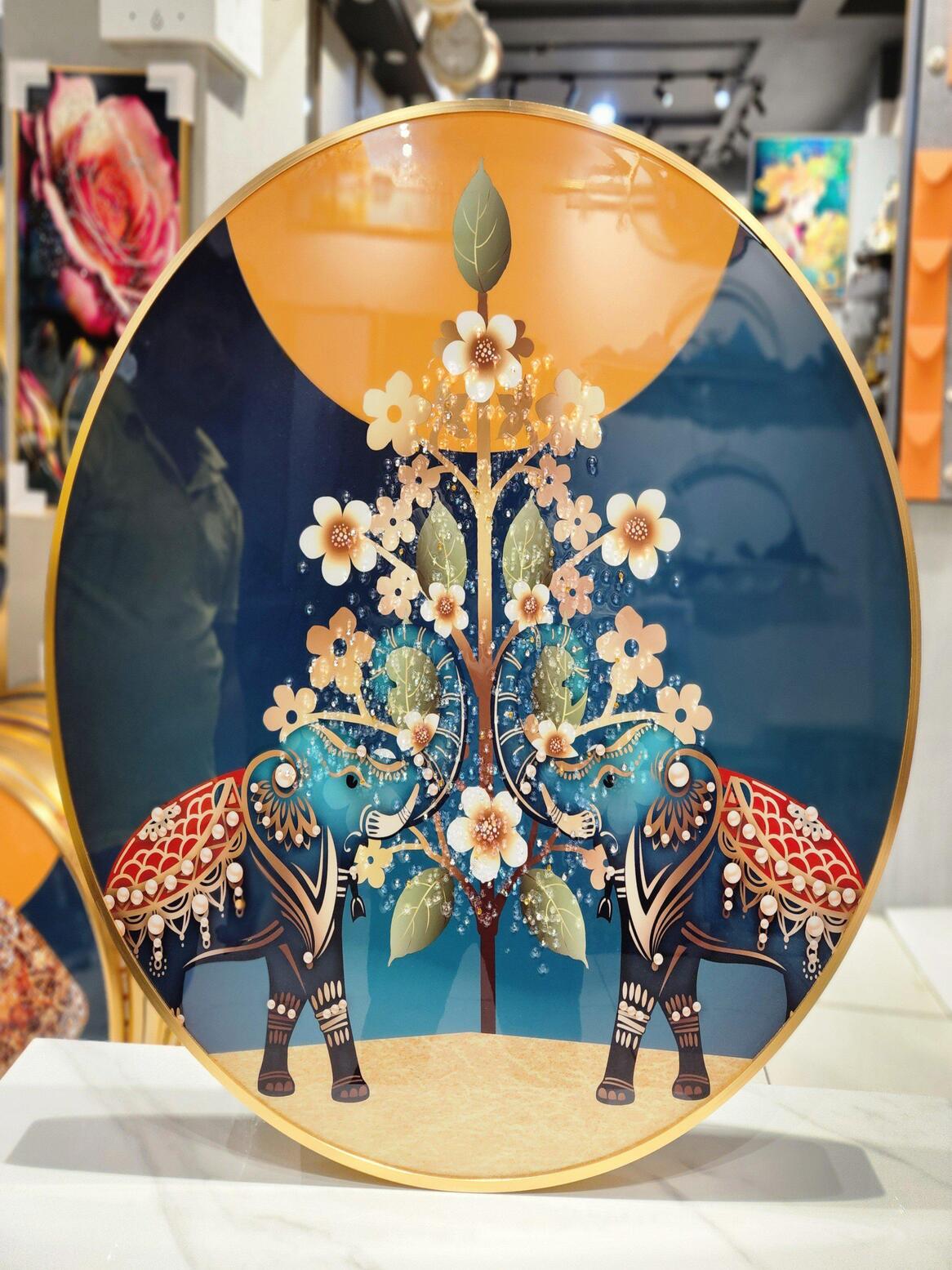 Crystal Paintings Jeweled Elephant Bloom Crystal Paintings