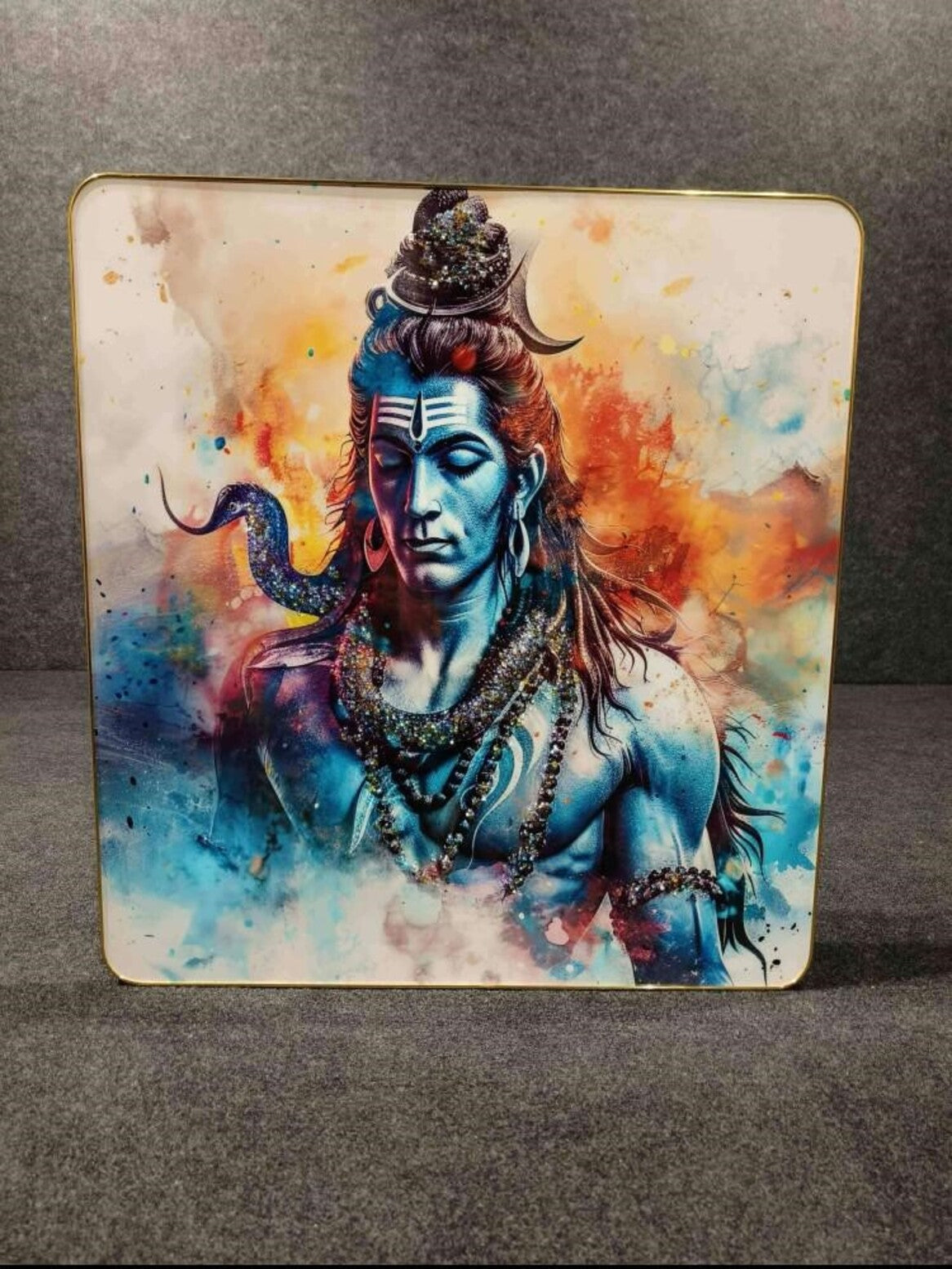 Crystal Paintings Divine Presence: Lord Shiva Watercolor Wall Art