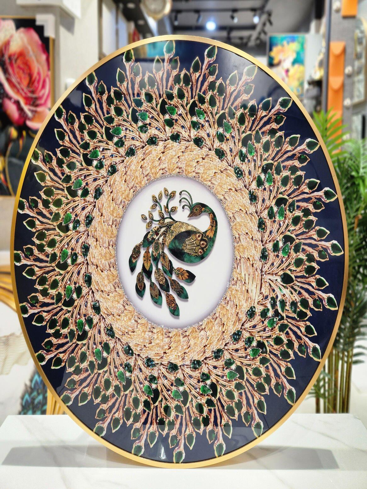 Crystal Paintings Gilded Peacock Radiance Crystal Art