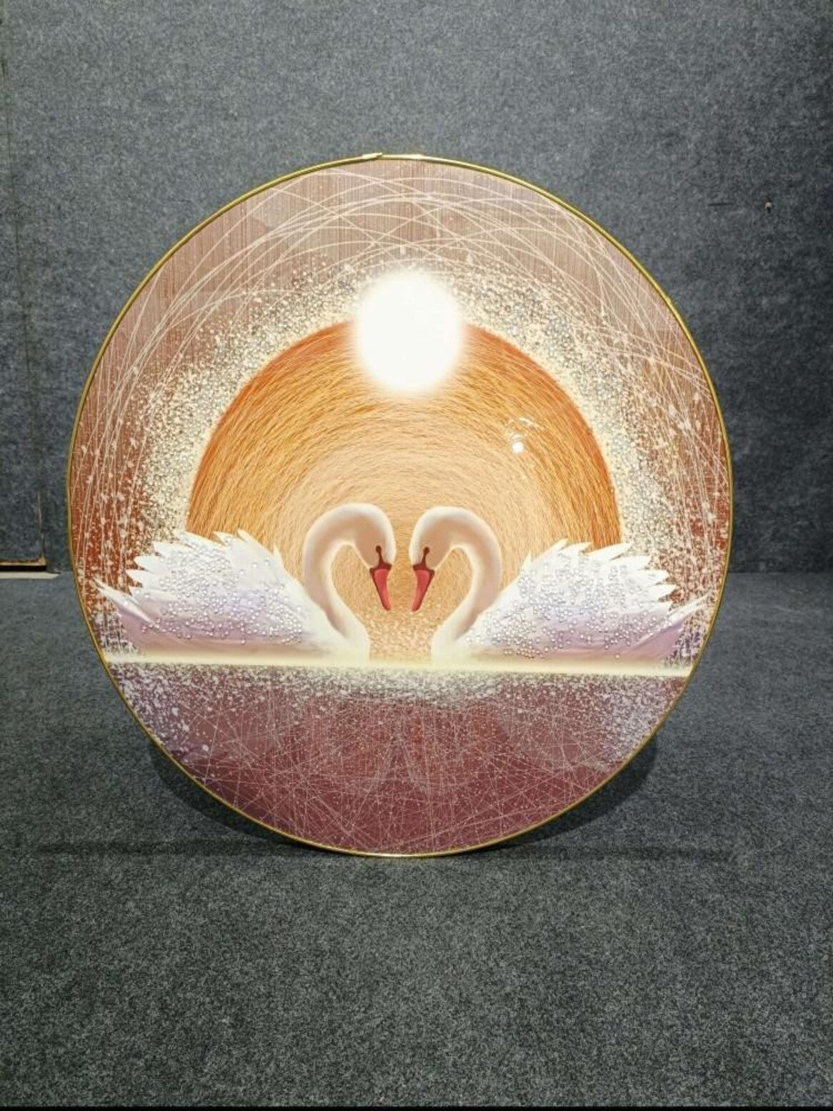 Crystal Paintings Golden Hour Swans Circular Painting