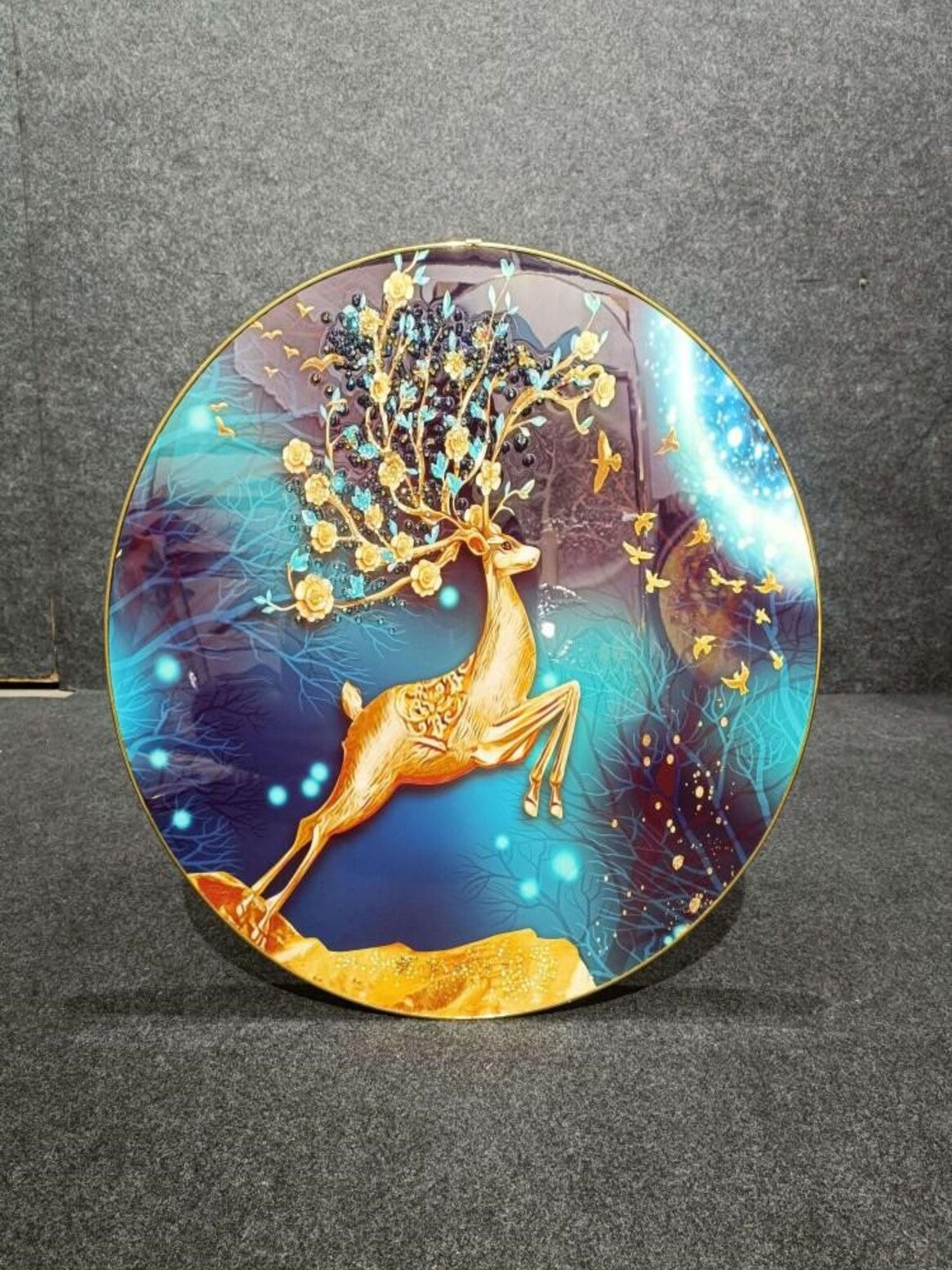 Crystal Paintings Majestic Golden Stag: Enchanted Forest Wall Art