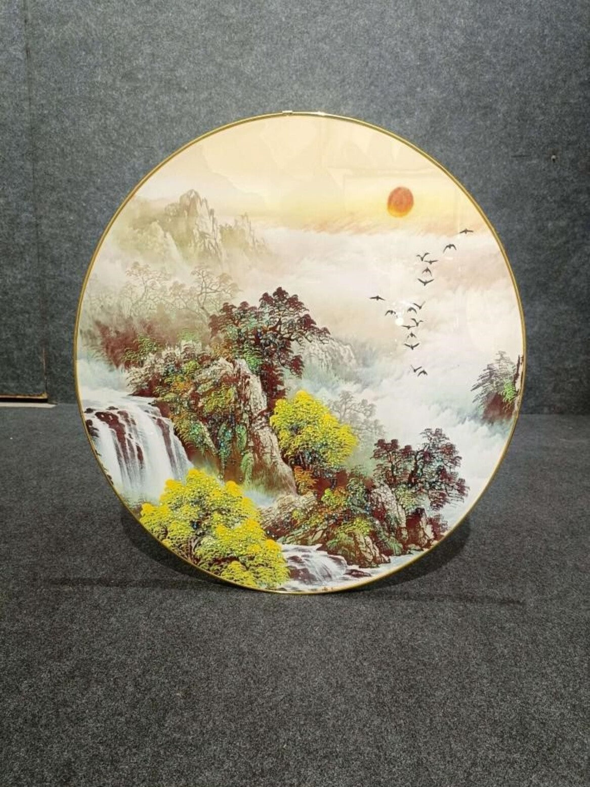 Crystal Paintings Tranquil Mountain Waterfall Ceramic Wall Art