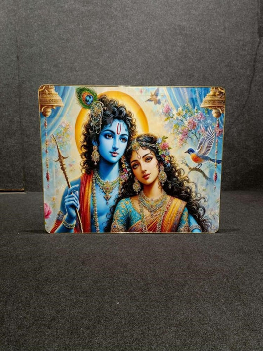 Crystal Paintings Divine Embrace: Radha Krishna Wall Art
