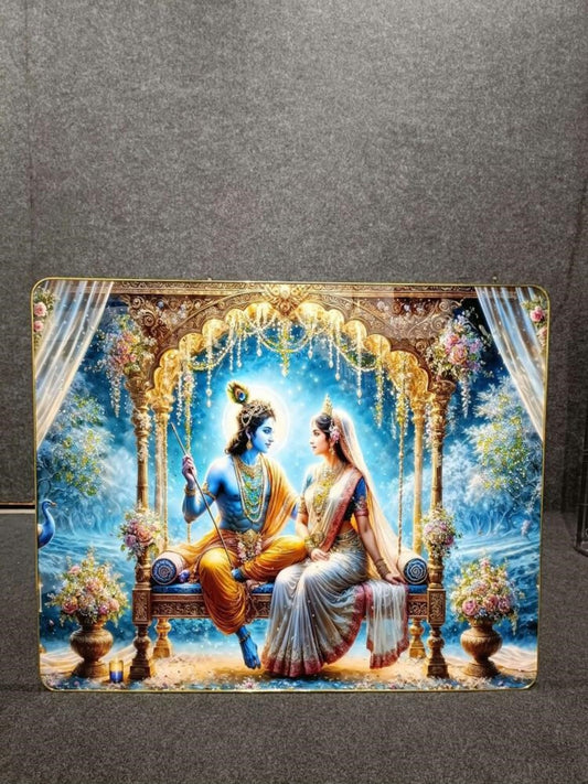 Crystal Paintings Divine Swing of Love: Radha Krishna Wall Art