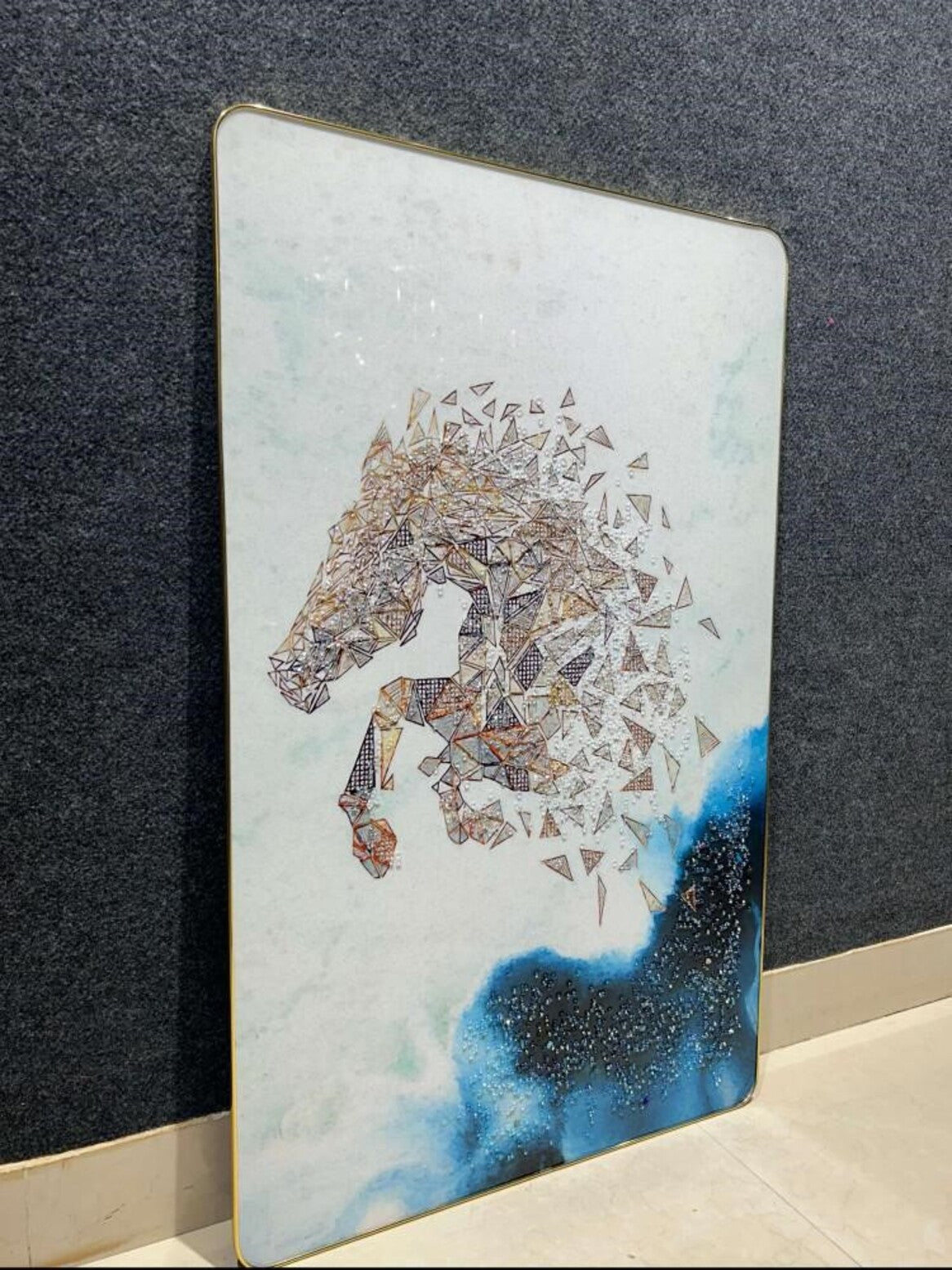 Crystal Paintings Galloping Shards Abstract Horse Mosaic Wall Art