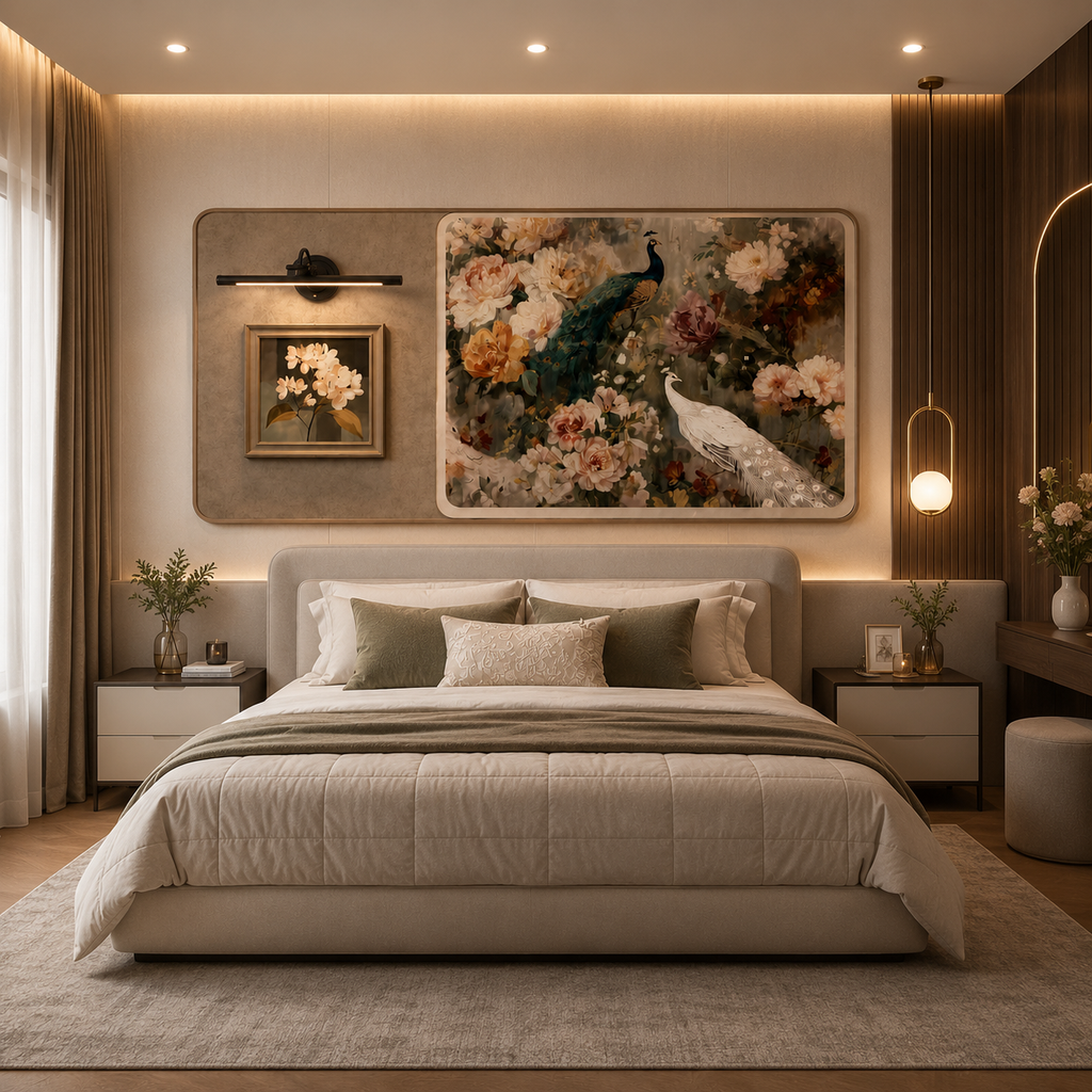 Premium Leather painting with Lamp