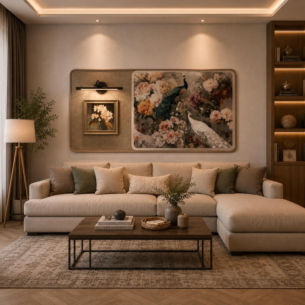 Premium Leather painting with Lamp