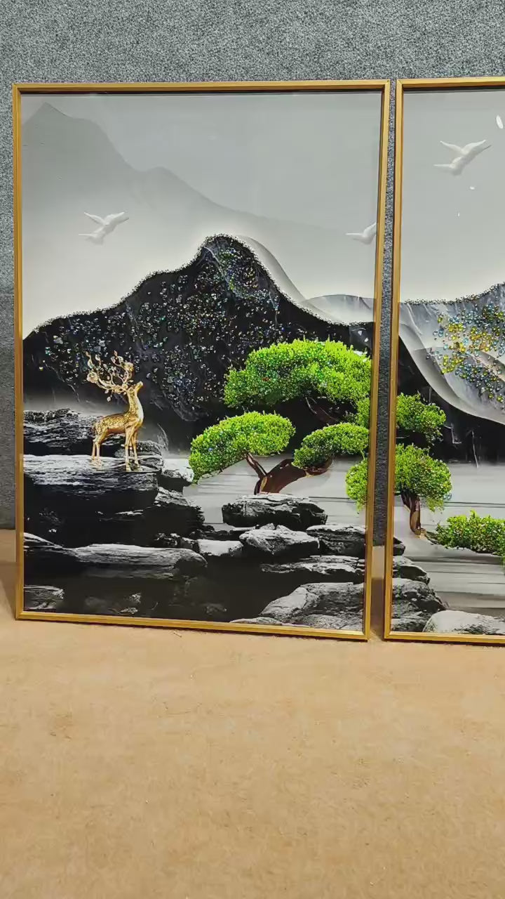 3-Piece Crystal Wall Painting Set - Tranquil Escape