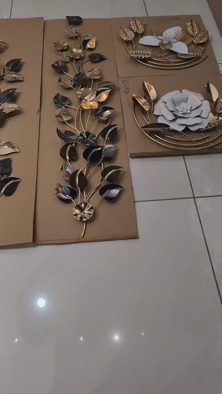 Vertical Metal Wall Art Set - Midnight Bloom Trio