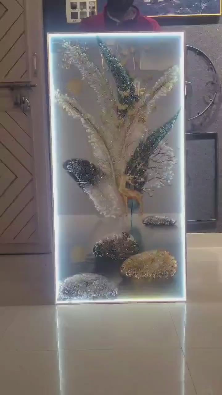 LED Crystal Painting Porcelain Decoration Painting Remote Control Wall Art Hanging Painting