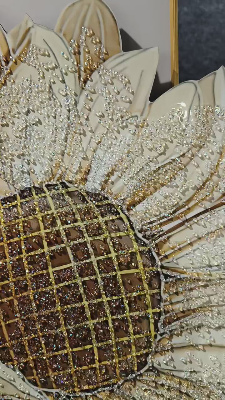 LED Crystal Paintings Luminous Sunflower Crystal Art with LED Lightings