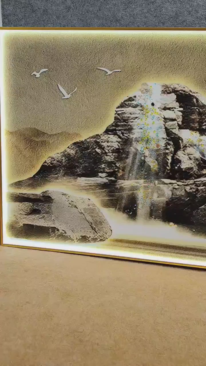 LED Crystal Wall Painting - Golden Glow