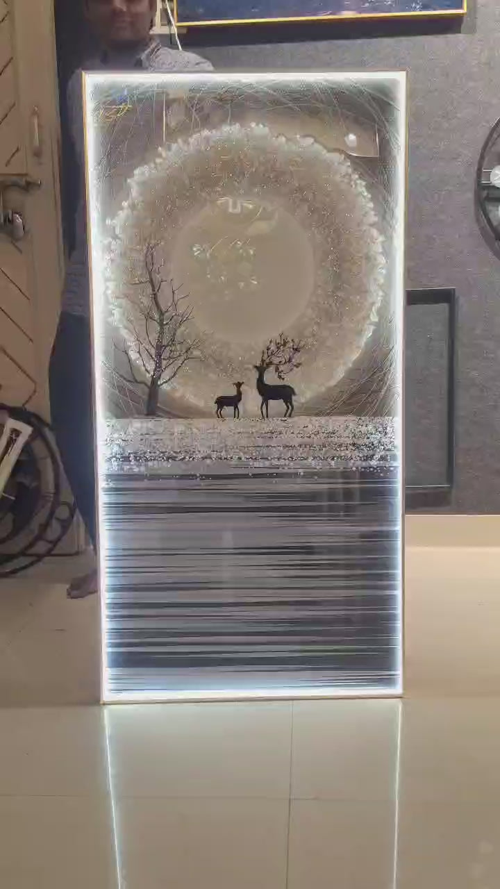 LED Crystal Paintings Large Crystal Porcelain Painting Operating with Remote Luxury Wall Art Diamond