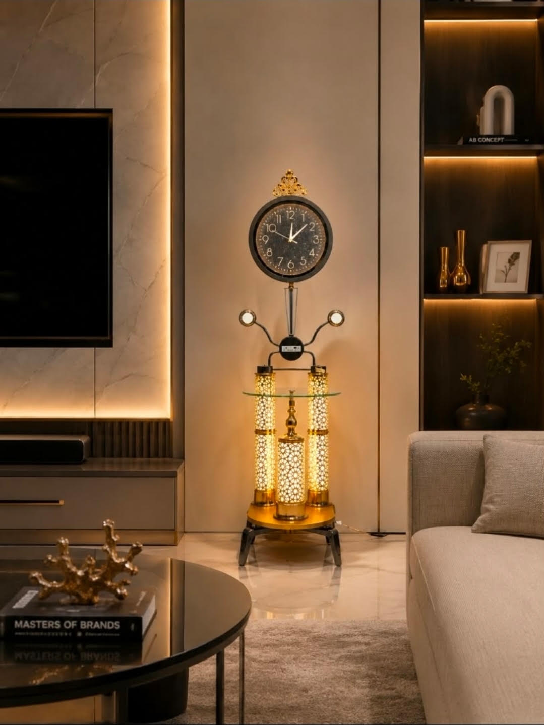 Luxury 4-in-1 LED Table Lamp with Clock, Bluetooth Speaker & USB Charging