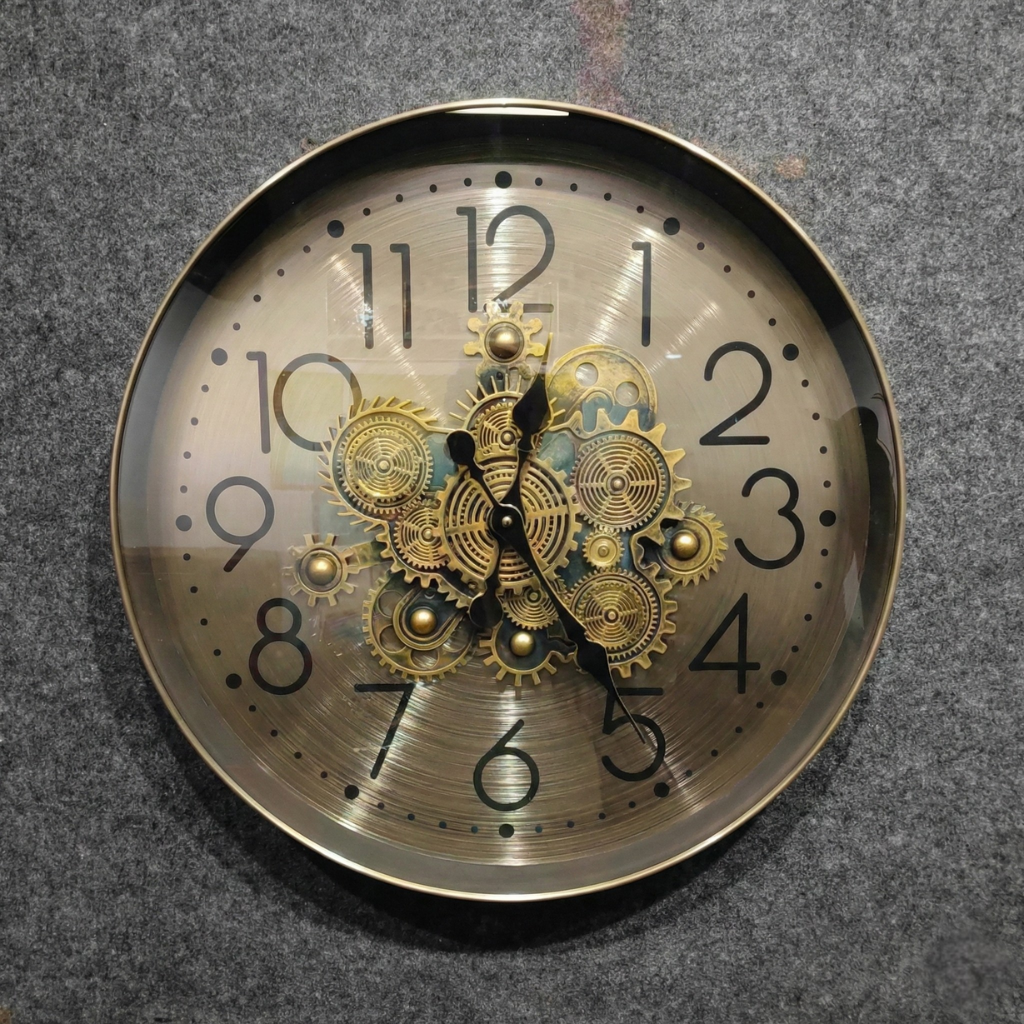 Vintage Gold Metal Gear Wall Clock
