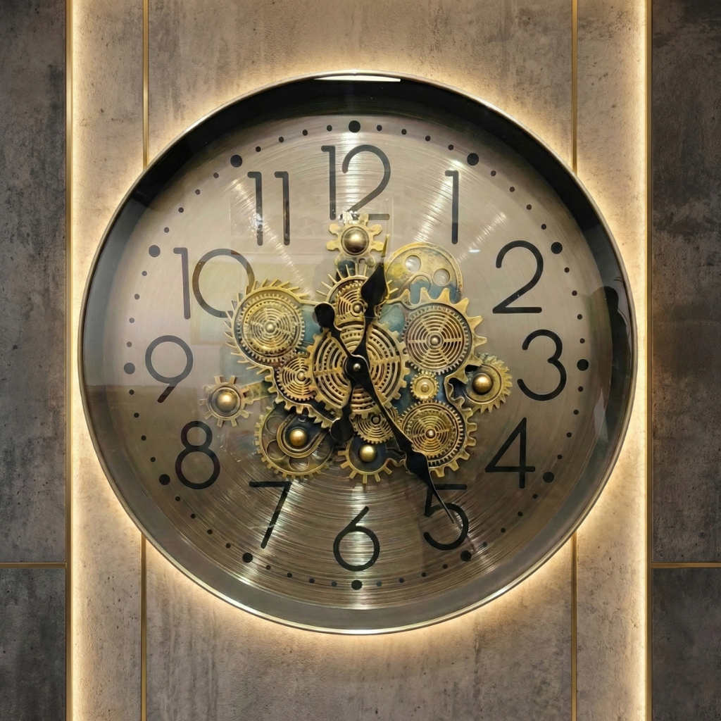 Vintage Gold Metal Gear Wall Clock