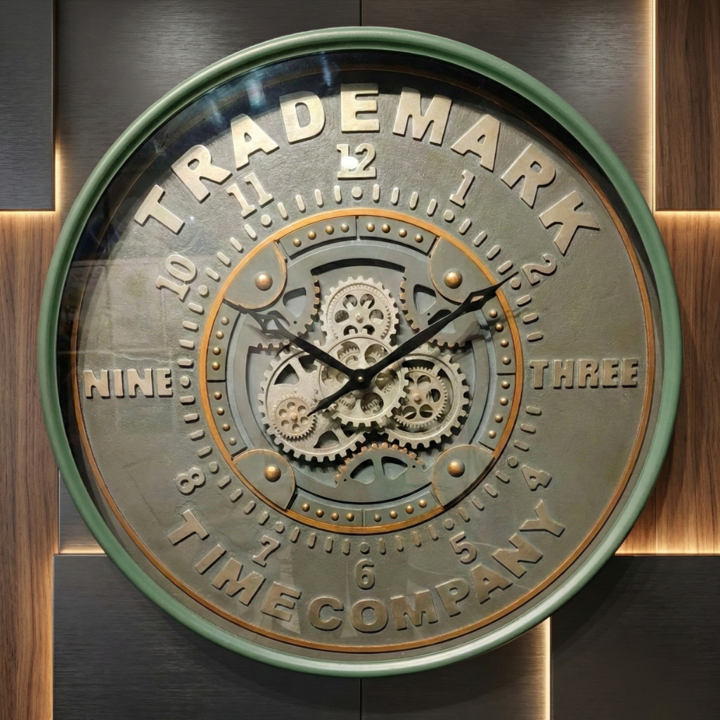 Industrial Green Metal Gear Wall Clock