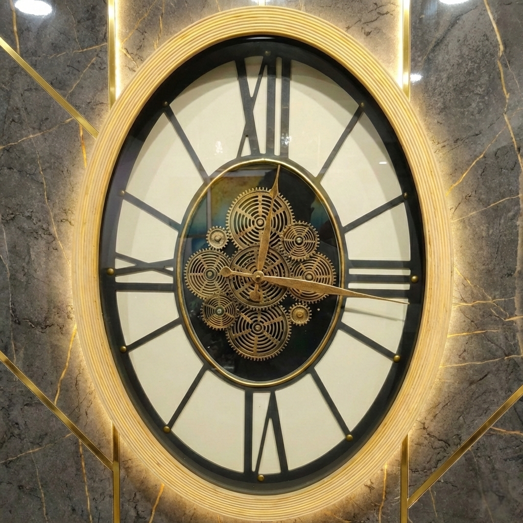 Oval Roman Dial Metal Wall Clock