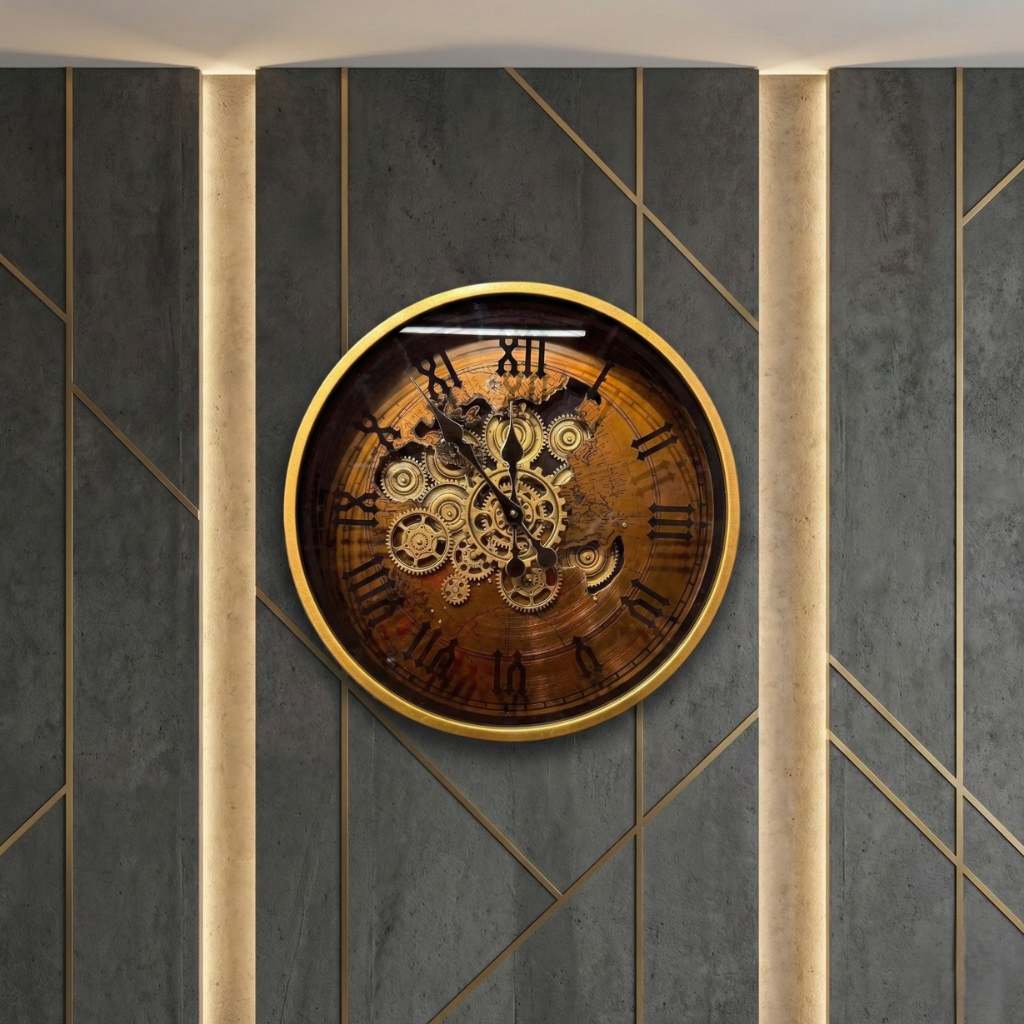 Skeleton Metal Gear Wall Clock (Antique Finish)