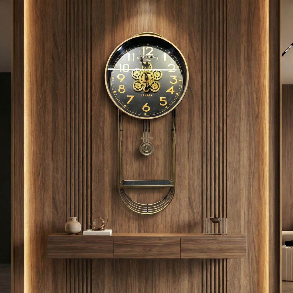 Classic Black Metal Pendulum Wall Clock