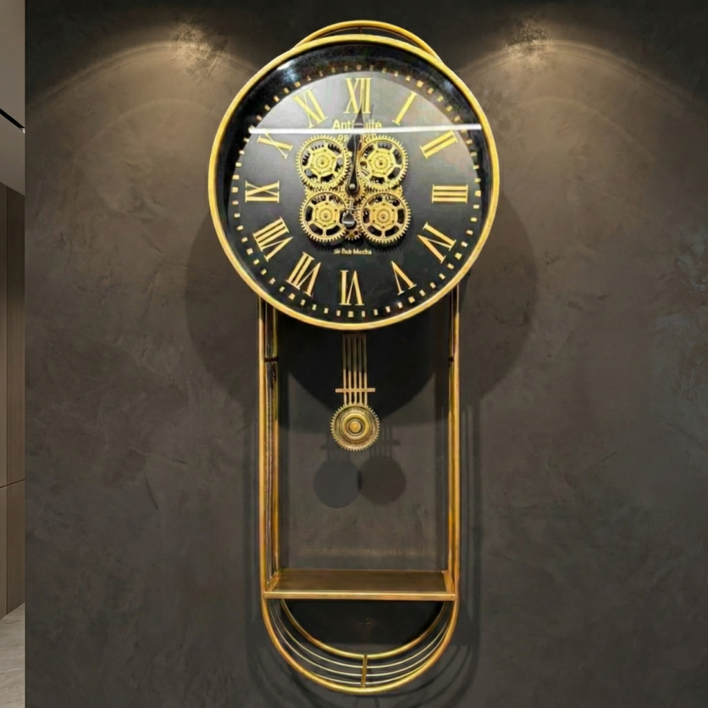 Classic Gold Metal Pendulum Wall Clock