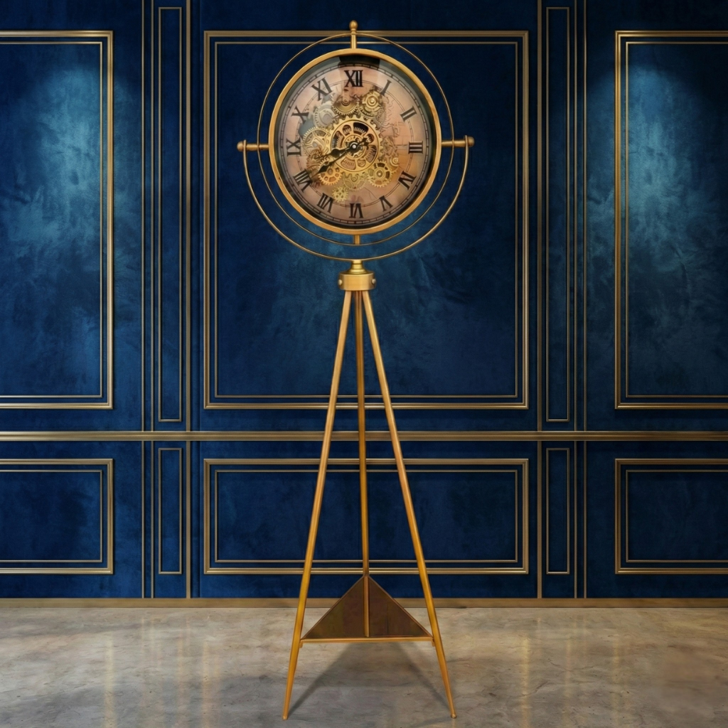 Luxury Gold Tripod Floor Clock