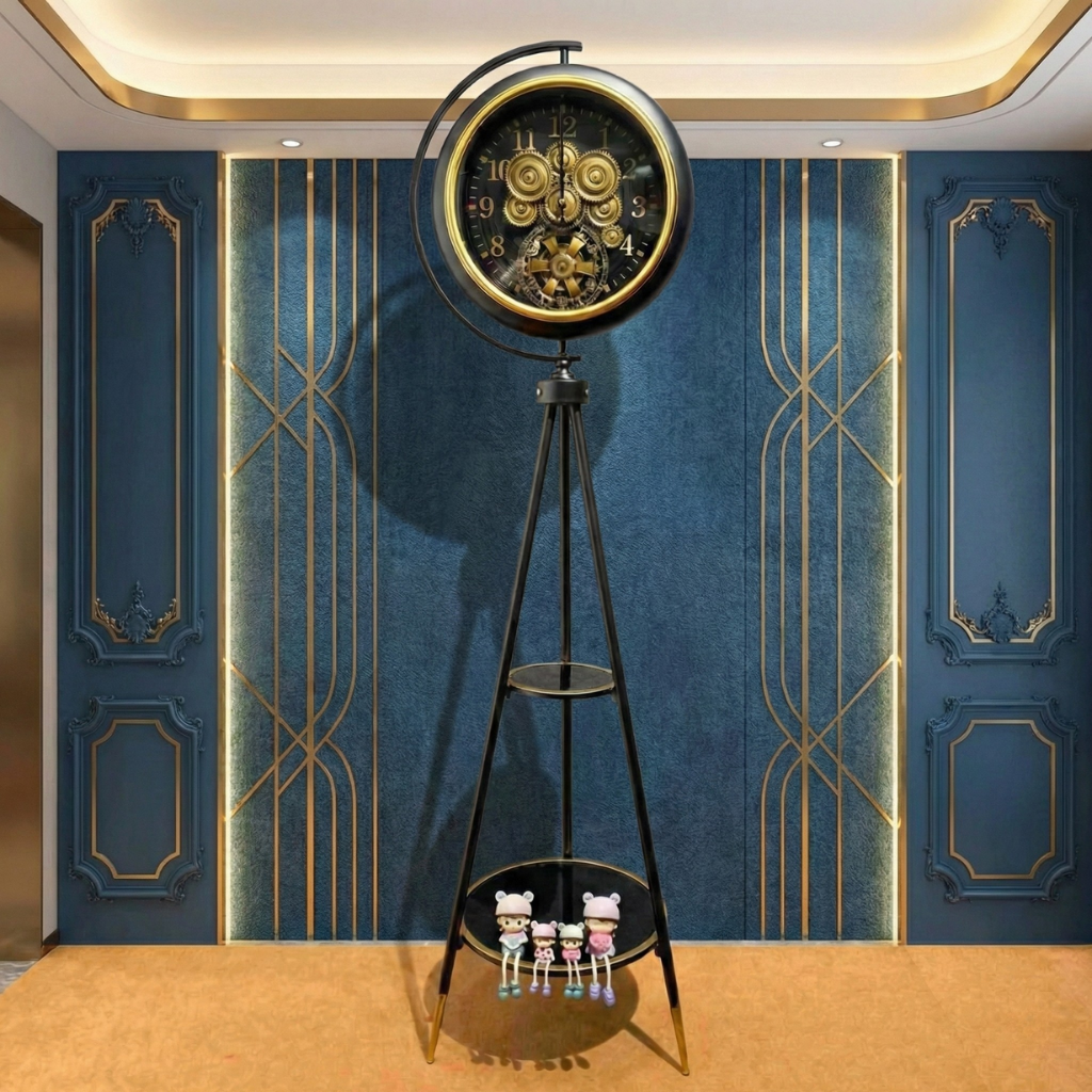 Modern Black Tripod Floor Clock