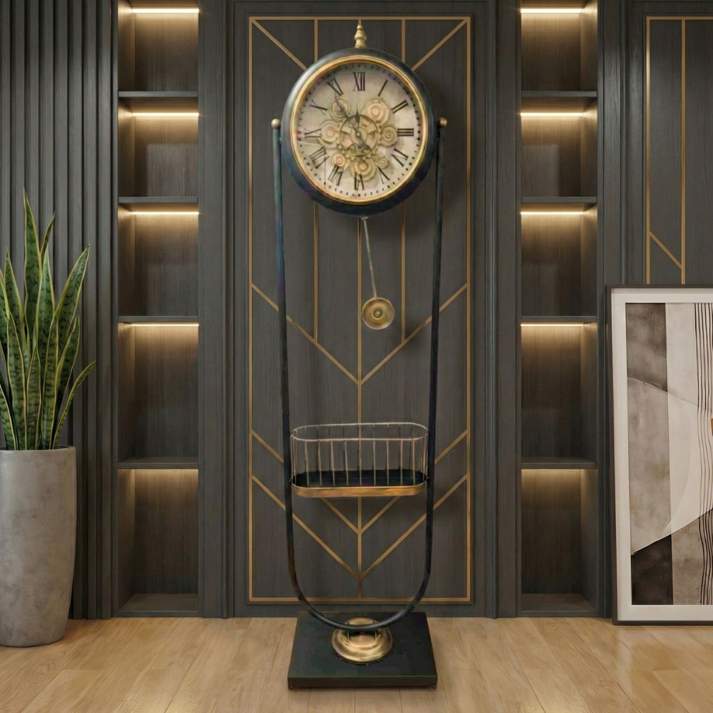 Classic Metal Floor Pendulum Clock
