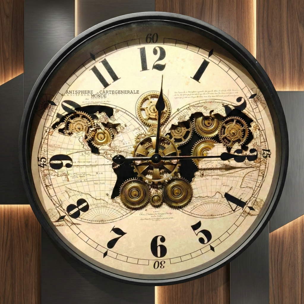 Vintage Mechanical Gear Wall Clock